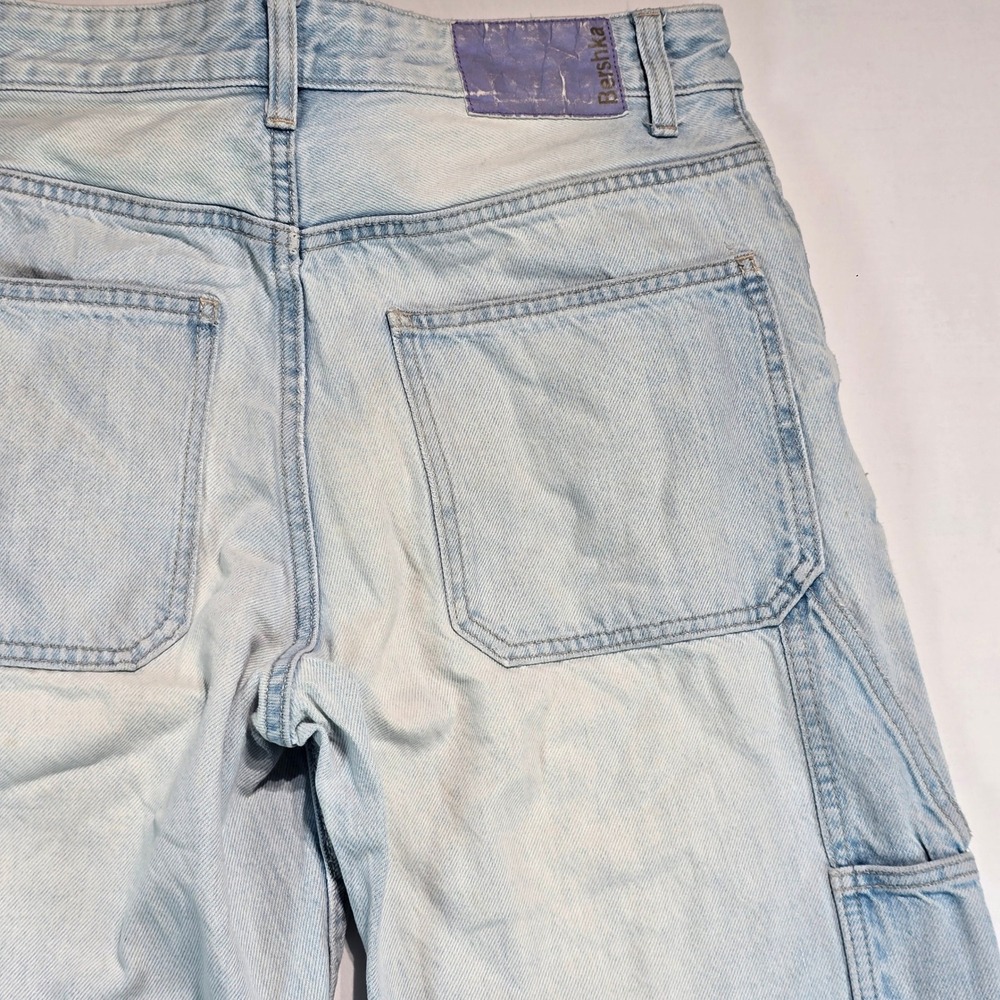 Bershka Carpenter Jeans Mens 30‎ Light Wash Denim Straight Leg Utility Pants - Picture 14 of 16